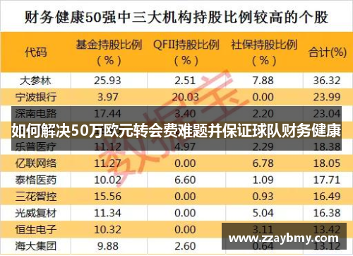 如何解决50万欧元转会费难题并保证球队财务健康