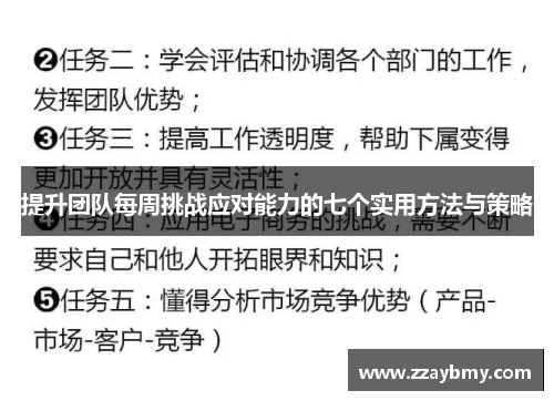 提升团队每周挑战应对能力的七个实用方法与策略 提升团队每周挑战应对能力的七个实用方法与策略